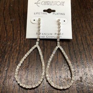 Long clear rhinestone earrings. Brand new.